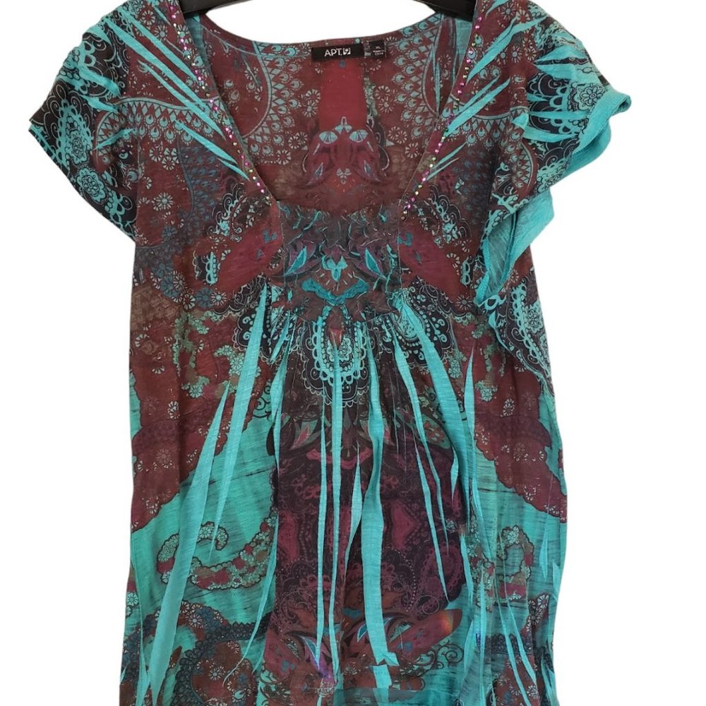 Womens APT.9 XL Turquoise Blouse